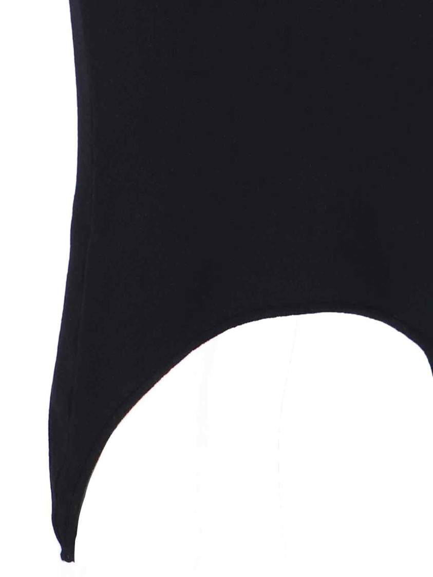 Shop Patou Black Wool Blend Asymmetric Midi Dress
