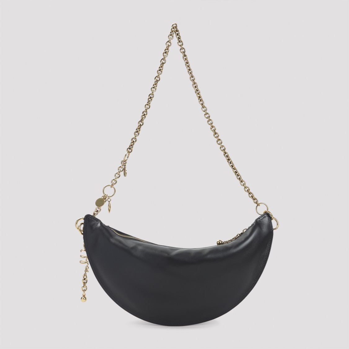 Chloé Crescent-shaped Black Lamb Leather Shoulder Bag In Black