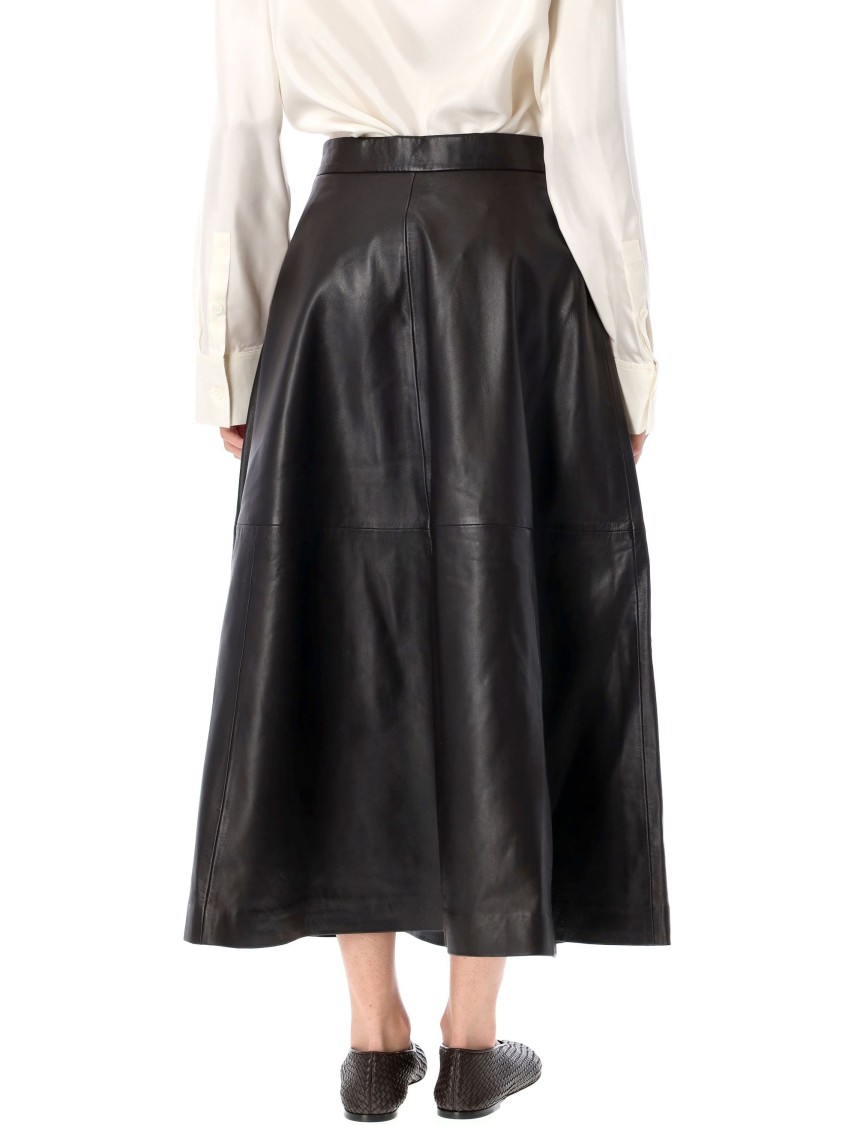 Rohe Róhe Midi Leather Skirt In Black