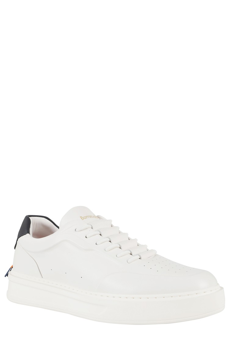 Barracuda Smooth Leather Sneakers With Contrasting Heel Tab In White