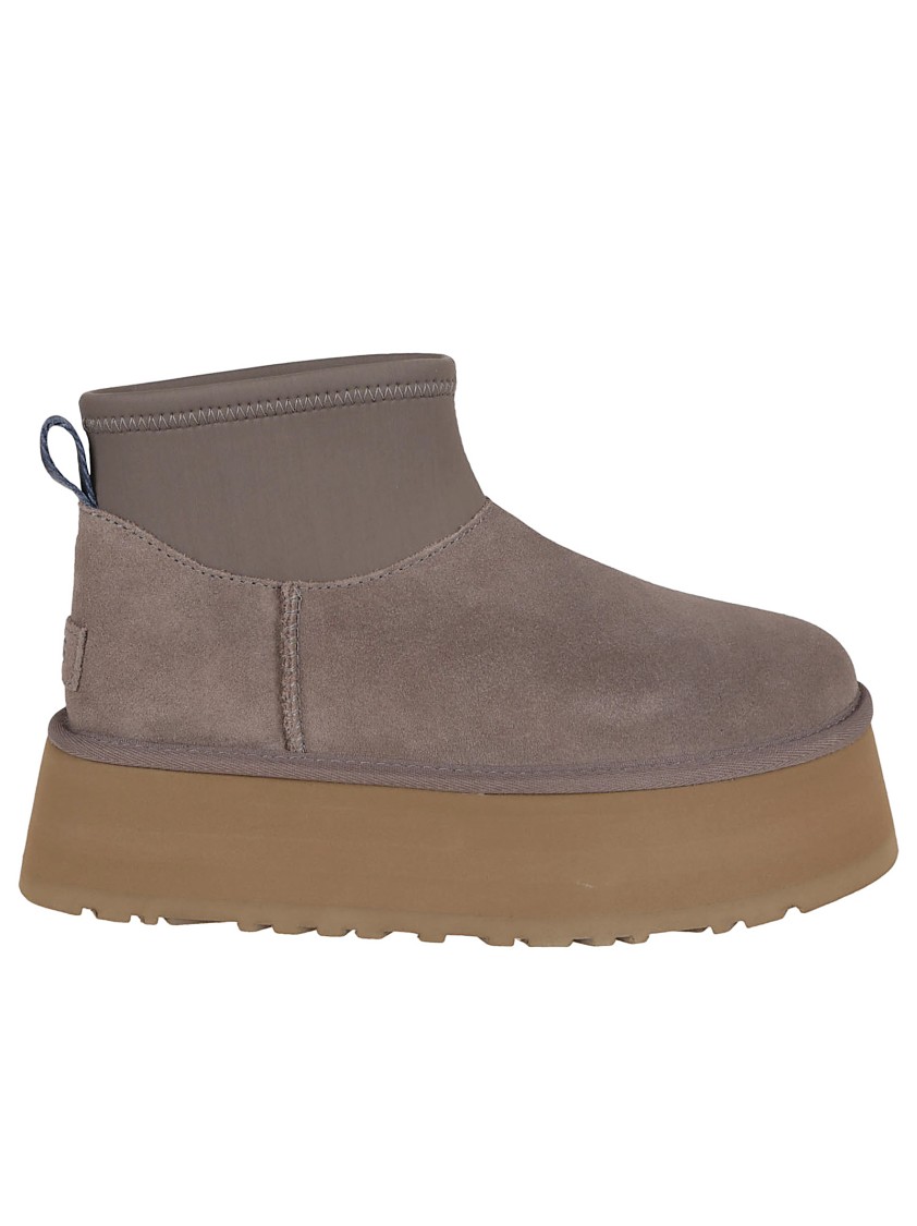 Ugg Mini Ankle Boots With Platform Sole And Pull Tab In Brown