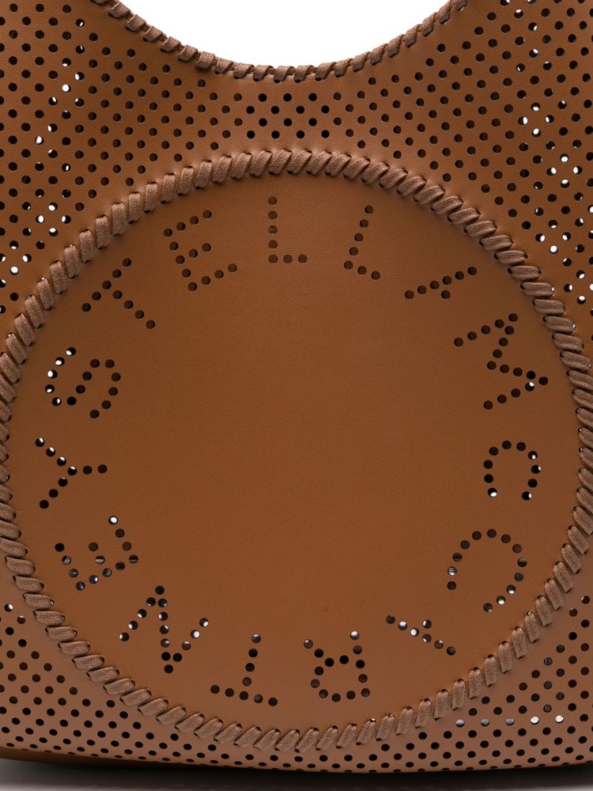 Stella Mccartney Camel Brown Shoulder Bag With Circular Logo