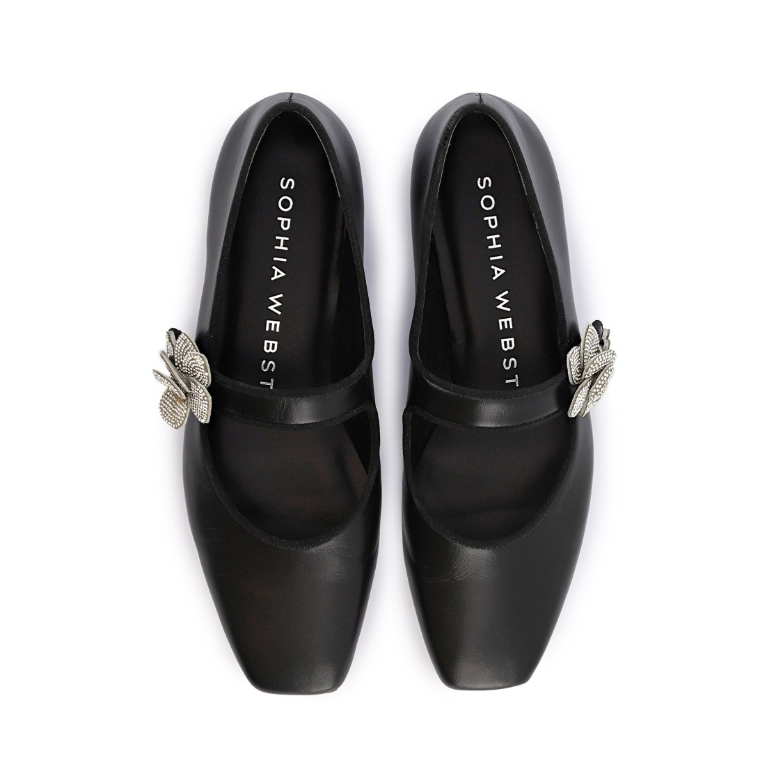 Sophia Webster Titania Leather Crystal Mary Jane Ballerina Flats