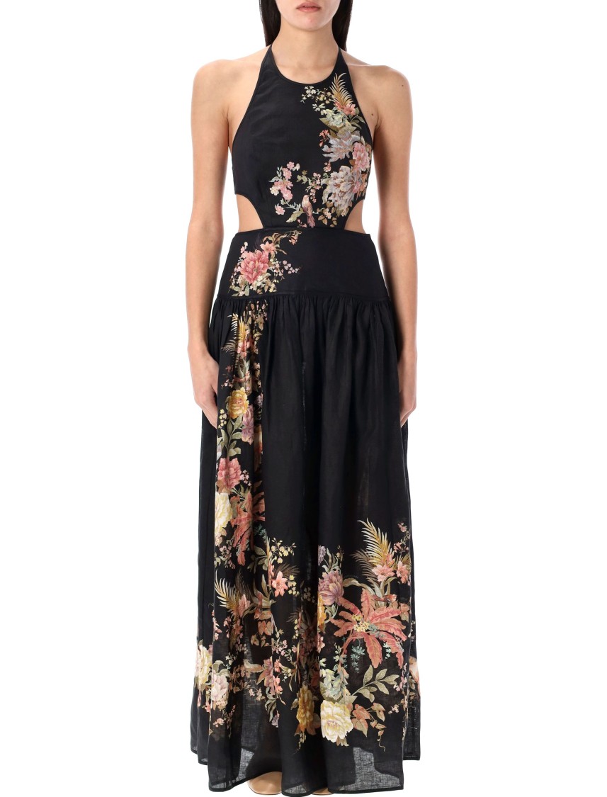 Shop Zimmermann Tallow Halter Maxi Dress In Black