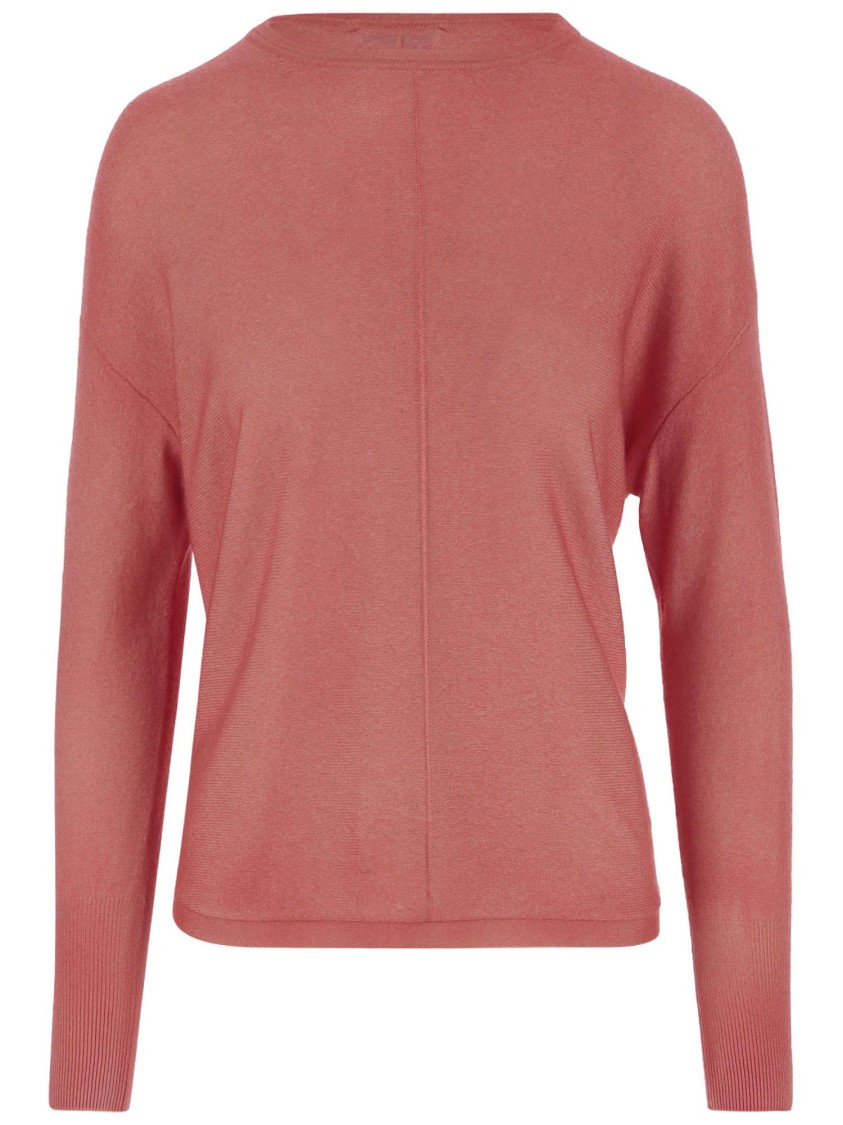 Oliver Lattughi Crew Neck Cashmere Sweater With Dropped Shoulders In Pink
