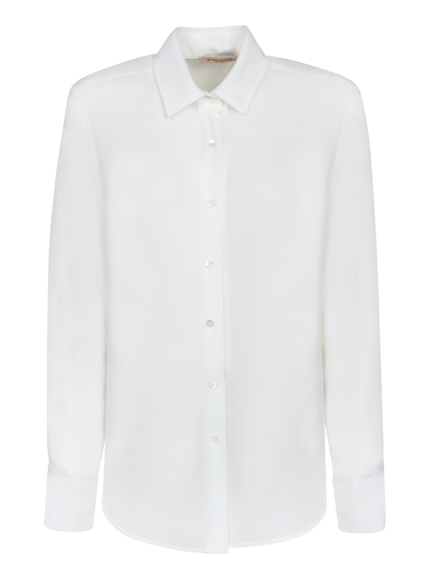 BLANCA VITA BLANCA VITA CREPE SHIRT WITH CLASSIC COLLAR 