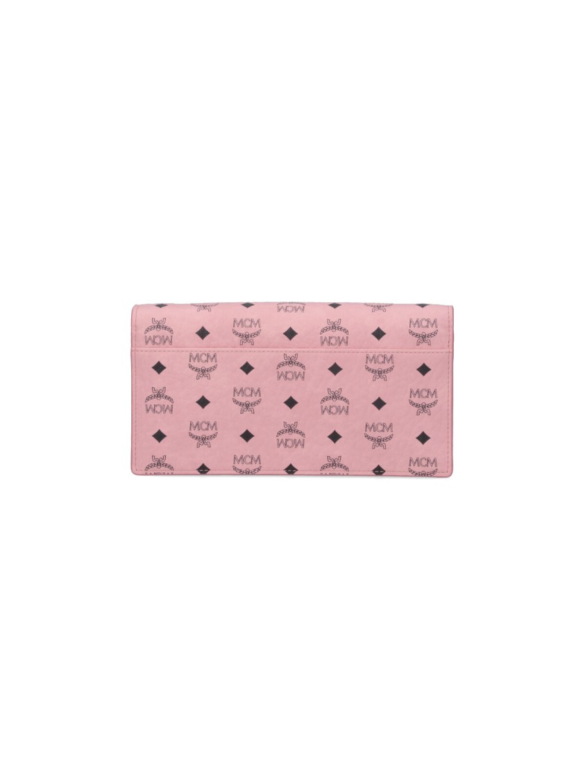 Mcm Large Wallet With Logo Shoulder Strap