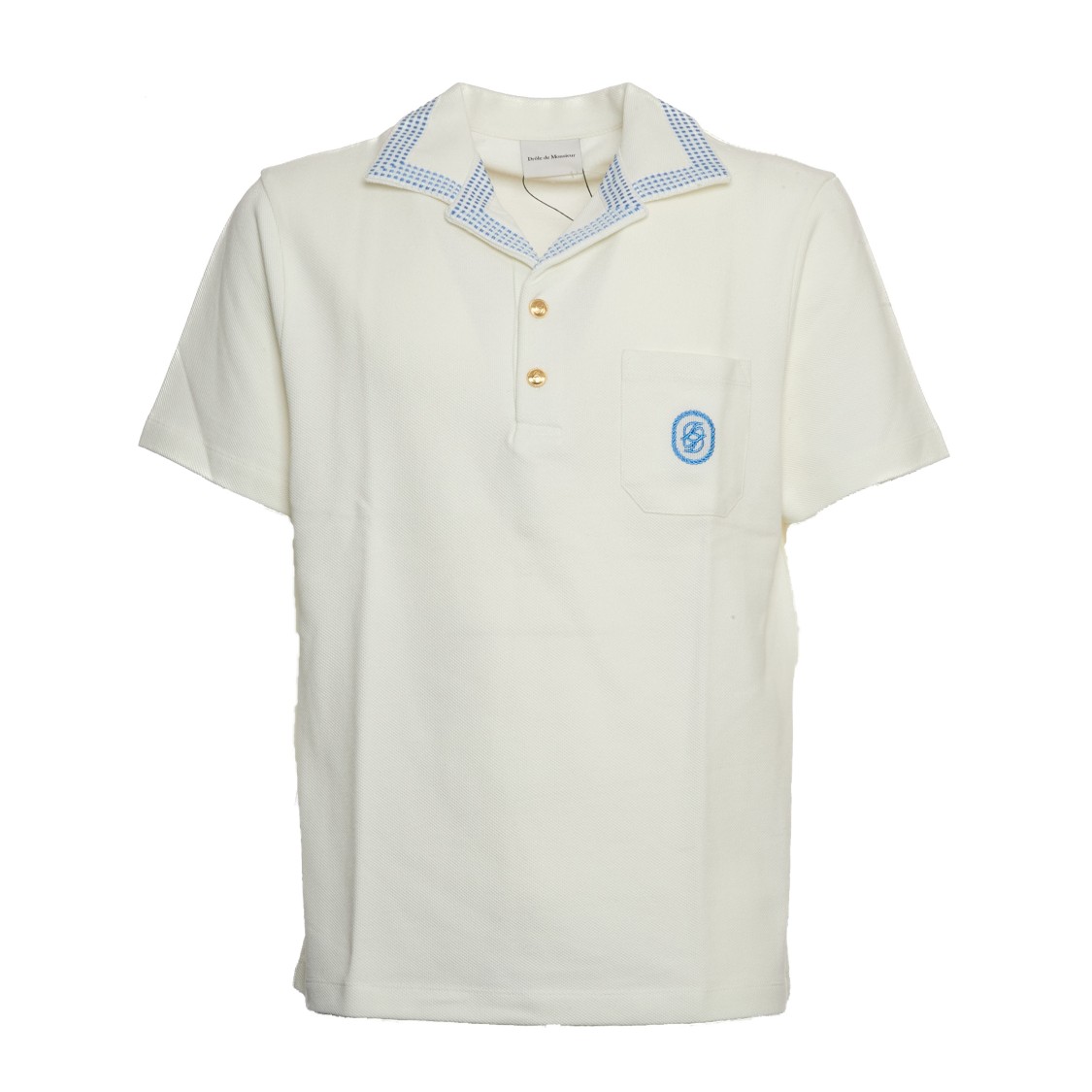 Drôle De Monsieur Piqué Polo With Embroidered Chest Pocket And Contrast Piping