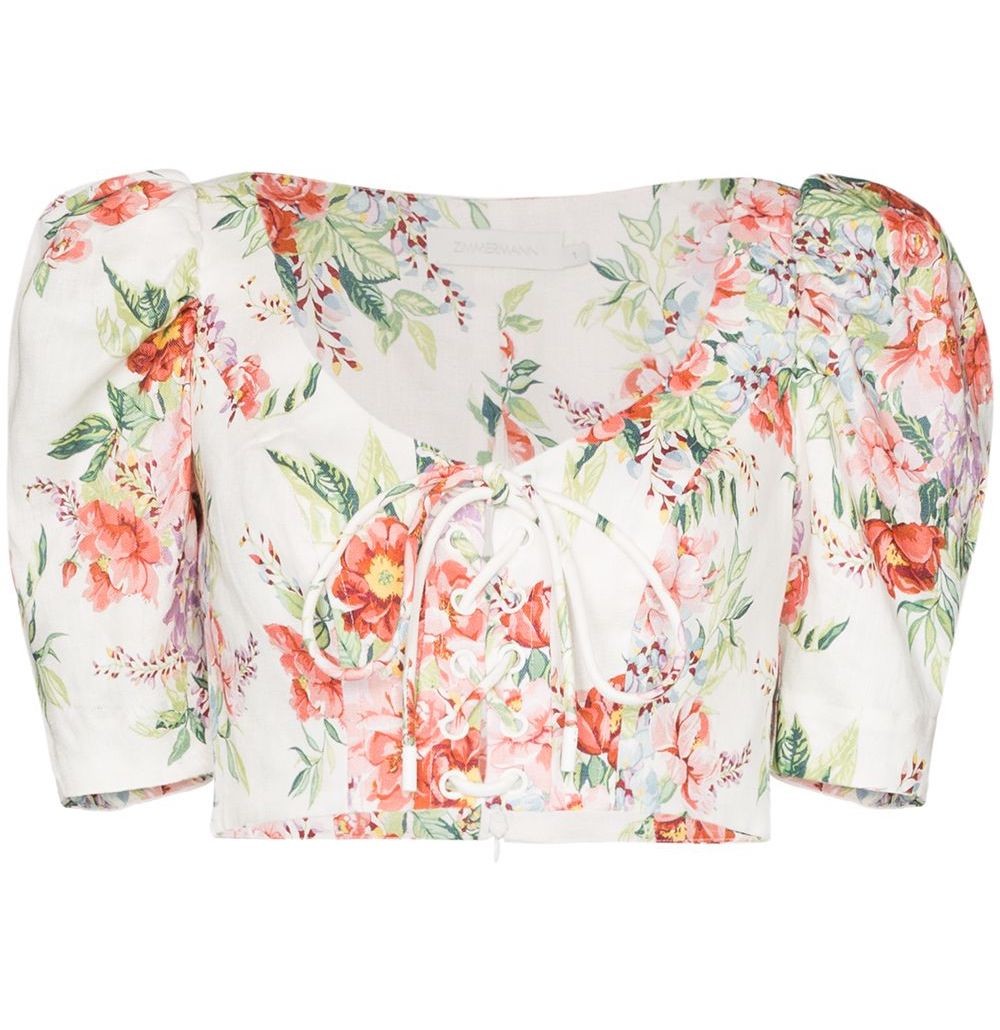 Zimmermann Bellitude Laced Crop Top In Neutral