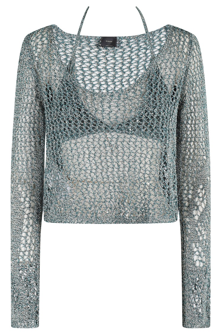 Pinko Denalo Maglia Nesh Openwork In Grey