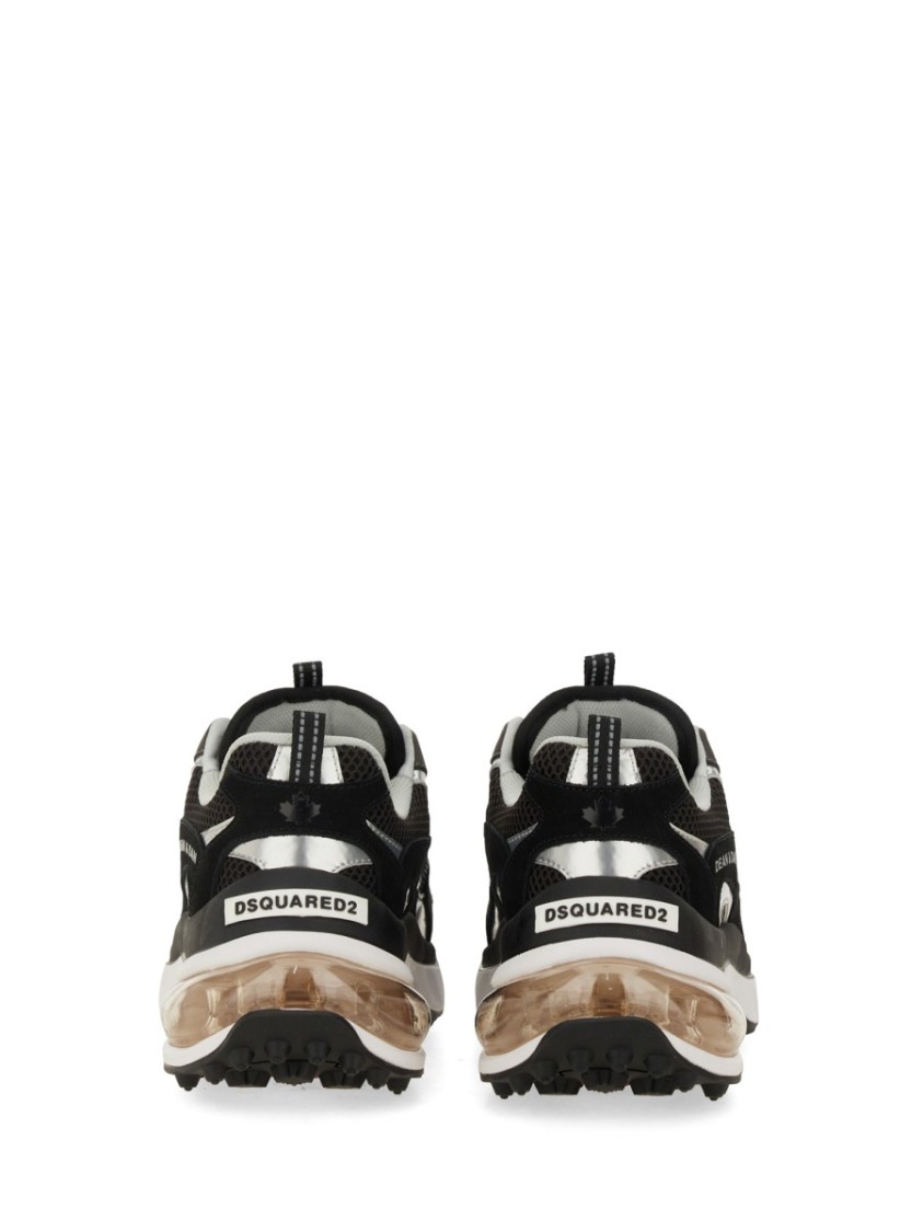 Dsquared2 Bubble Black Suede And Mesh Running Sneakers In Black