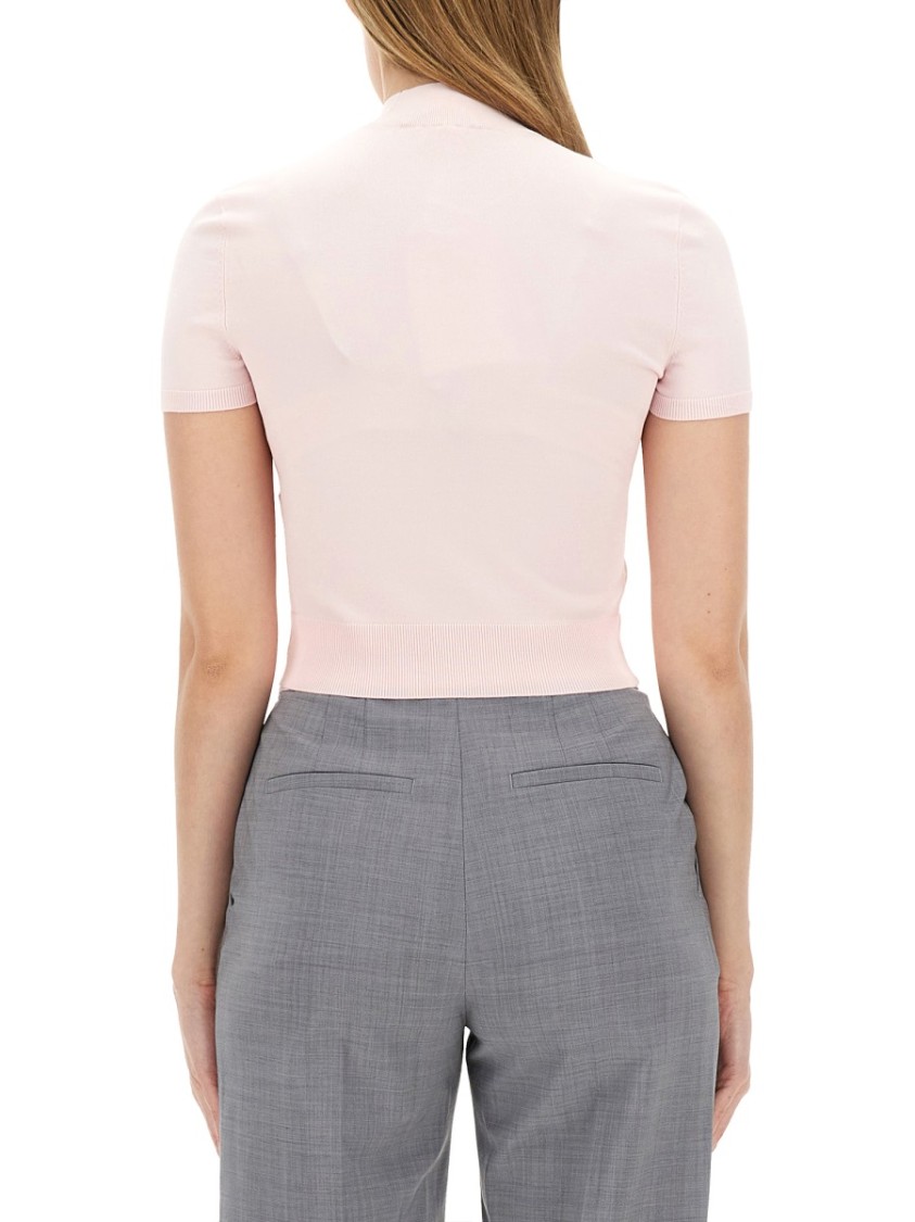 Alexander Wang T T By Alexander Wang Slim Fit T-shirt With High Neckline In Pink