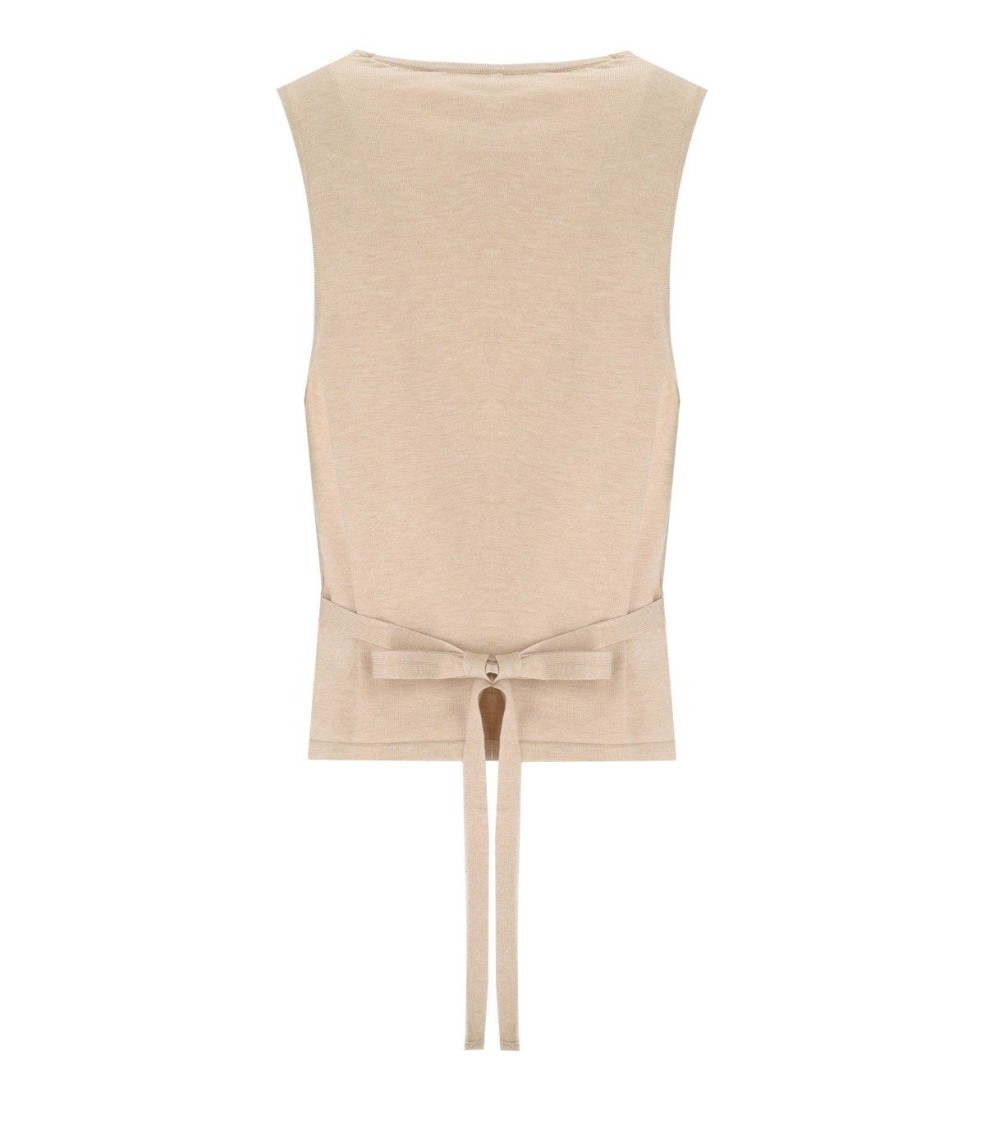 Federica Tosi Ecru Vest With Bow In Neutral