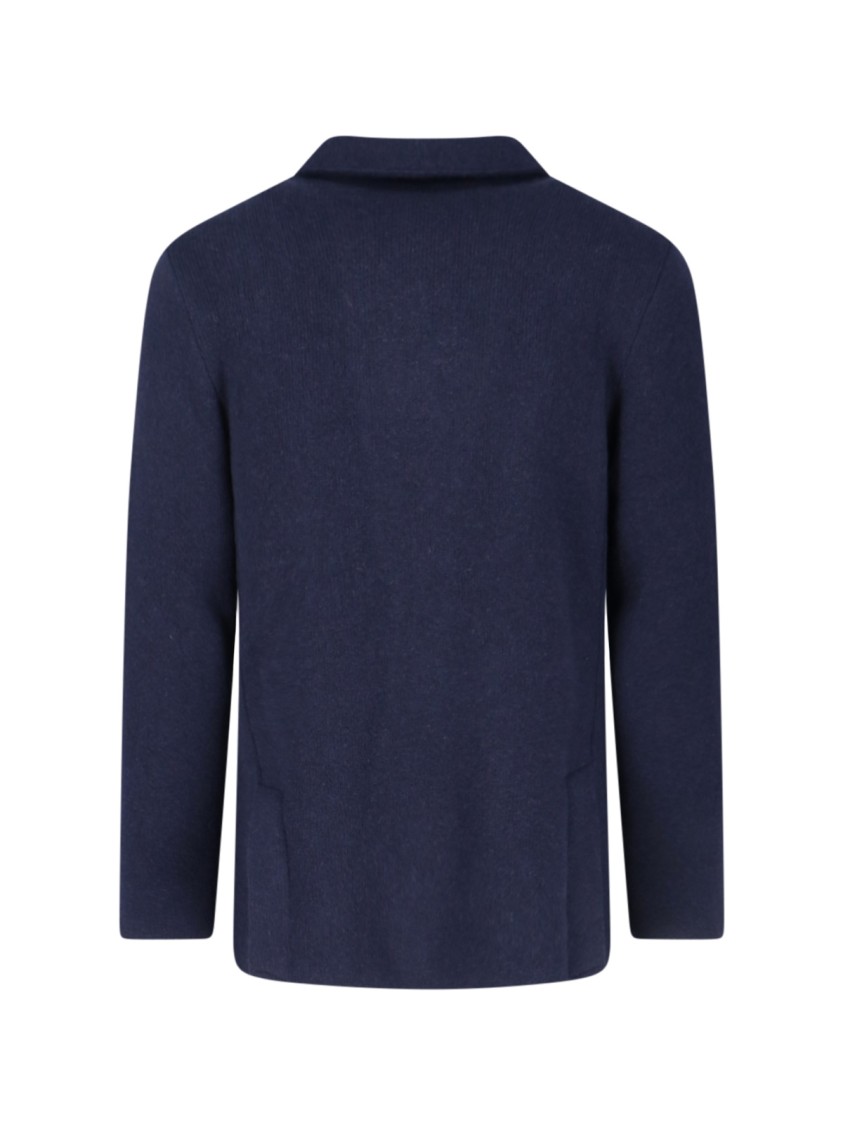Lardini Tailored Jacket With Decorative Pin And Pockets In Blue