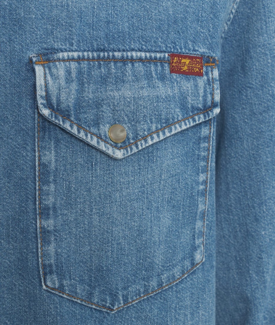 7 FOR ALL MANKIND 7 FOR ALL MANKIND CLASSIC DENIM WESTERN SHIRT WITH ROUNDED HEM