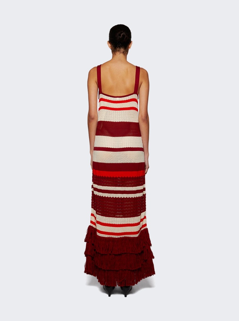 JOHANNA ORTIZ JOHANNA ORTIZ EMBAYED MIDI DRESS ANTIQUE ECRU AND WINE