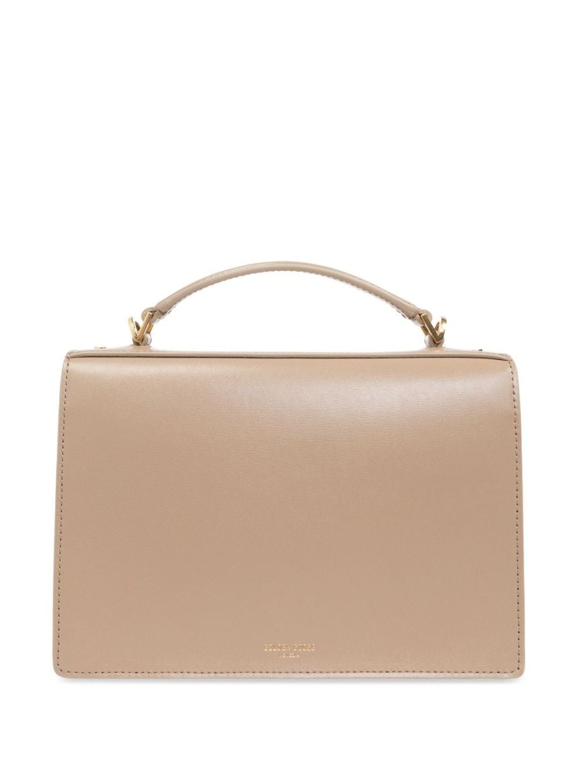 Golden Goose Deluxe Brand Structured Handbag With Gold-tone Clasp And Versatile Straps In Neutrals