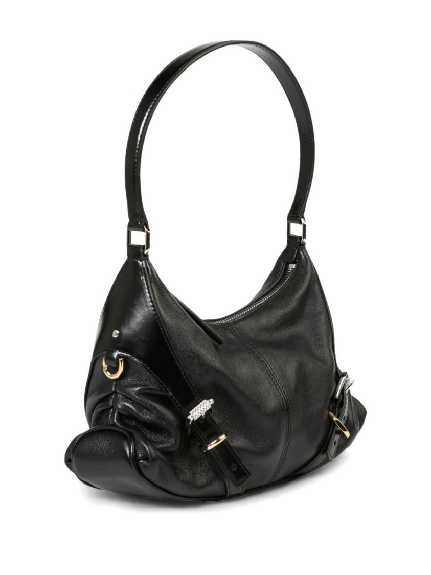 Givenchy Womens Voyou Harness Medium Leather Shoulder Bag Black