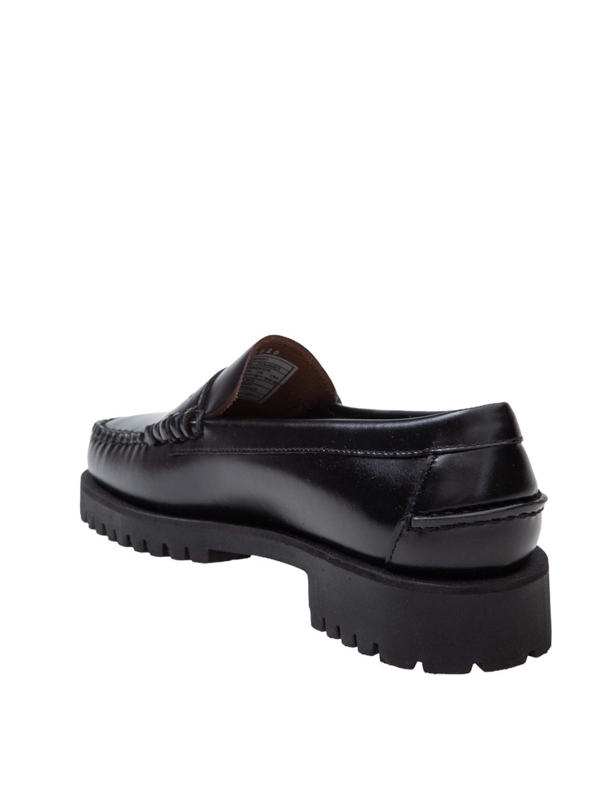 Sebago Black Slip-on Loafers With Lug Sole In Black
