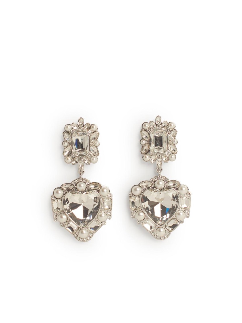 Self-portrait Self Portrait Crystal Pearl Heart Earrings