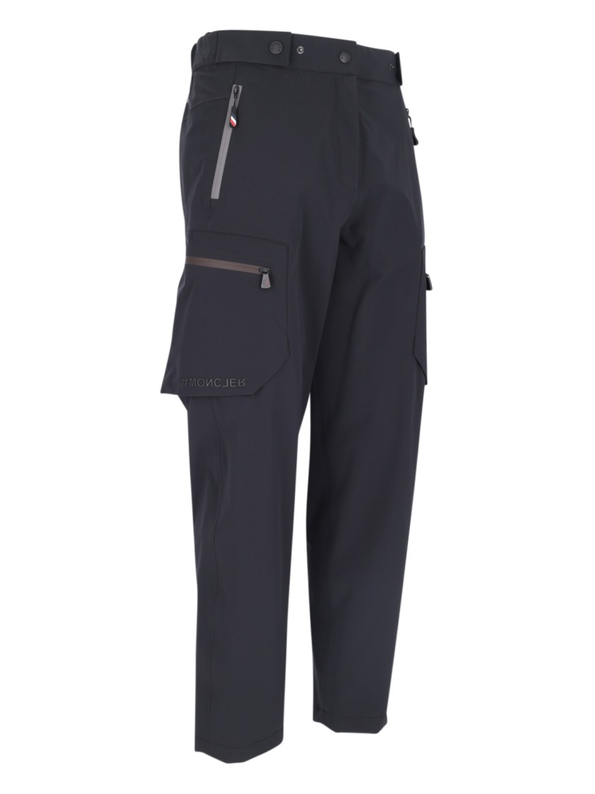 Moncler Grenoble Wide Multi-pocket Trousers In Black Stretch Nylon