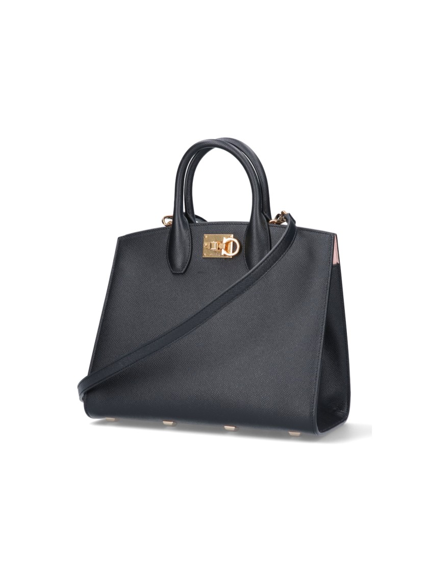 Ferragamo Studio Box M' Handbag – Black