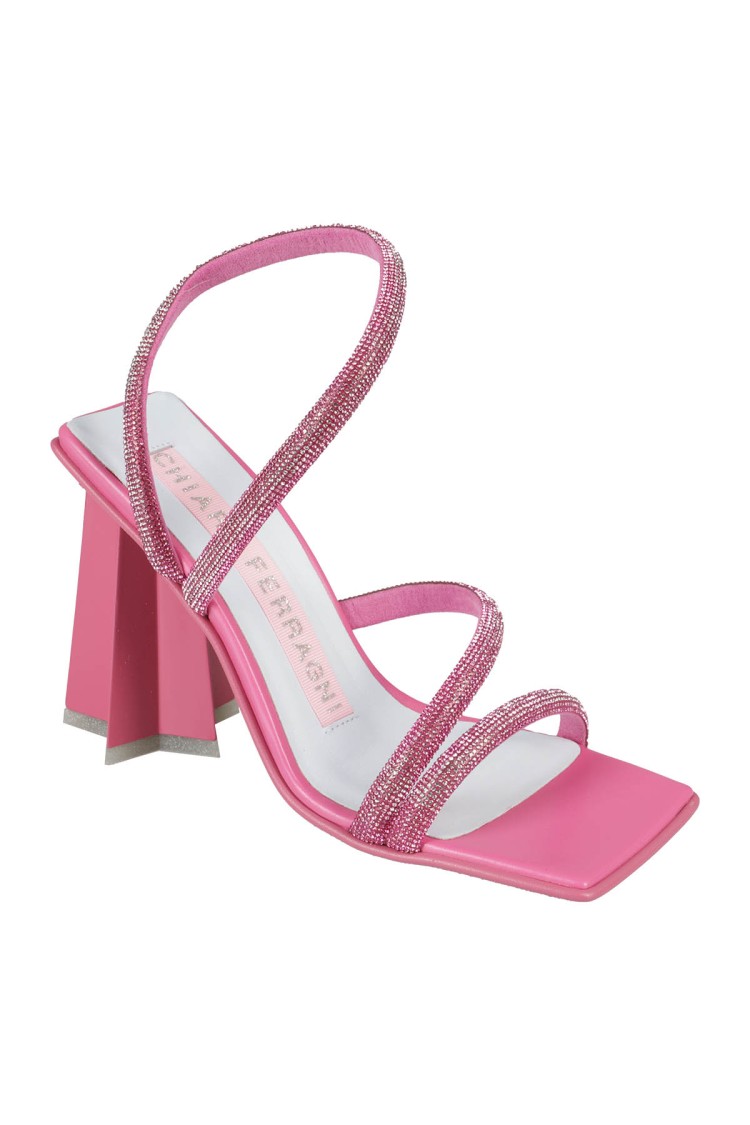 Shop Chiara Ferragni Pink Leather Glitter Sandals
