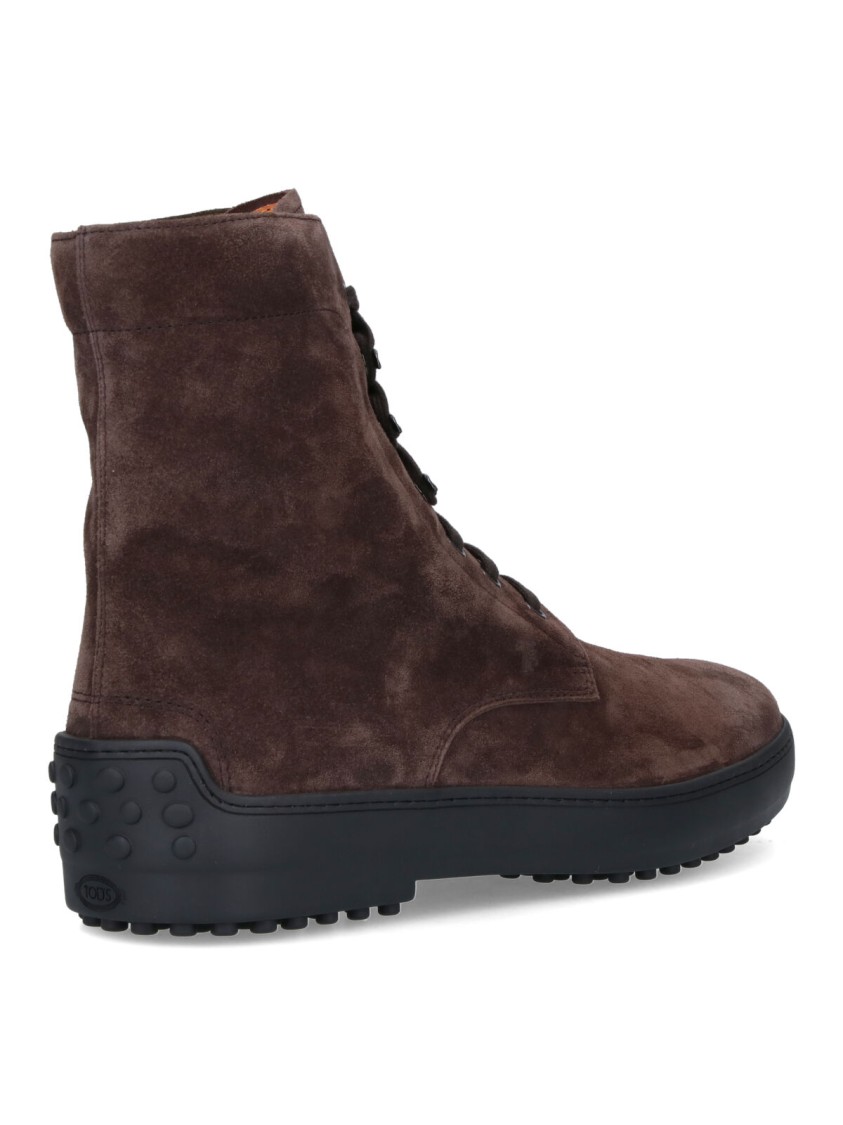 Tod's Brown Suede Ankle Boots With Round Toe In Brown