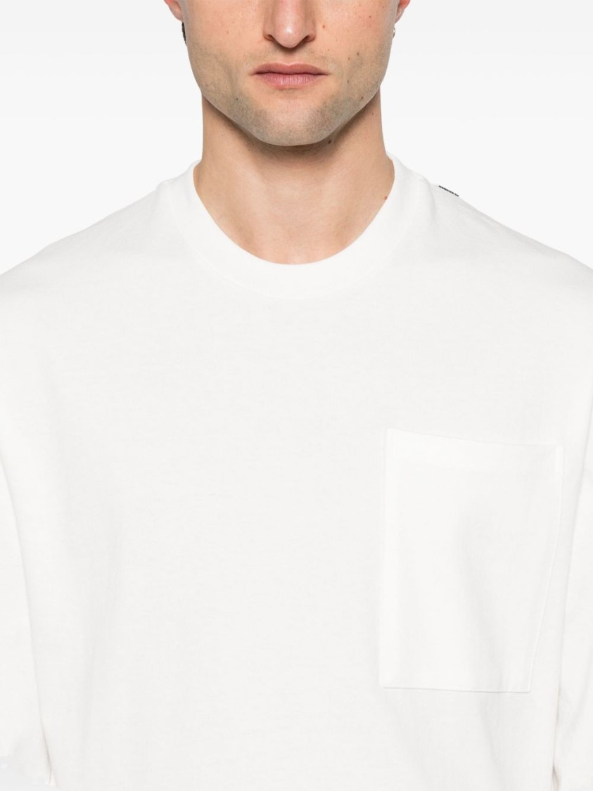 Jil Sander Long-sleeved Cotton Jersey T-shirt With Logo Detail In White