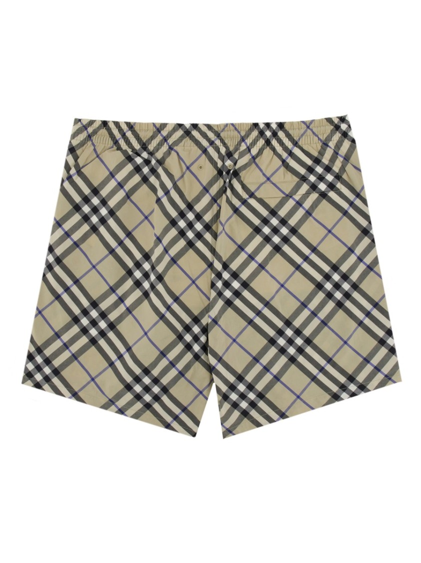 Burberry Patterned Swim Trunks Elastic Waistband In Grey