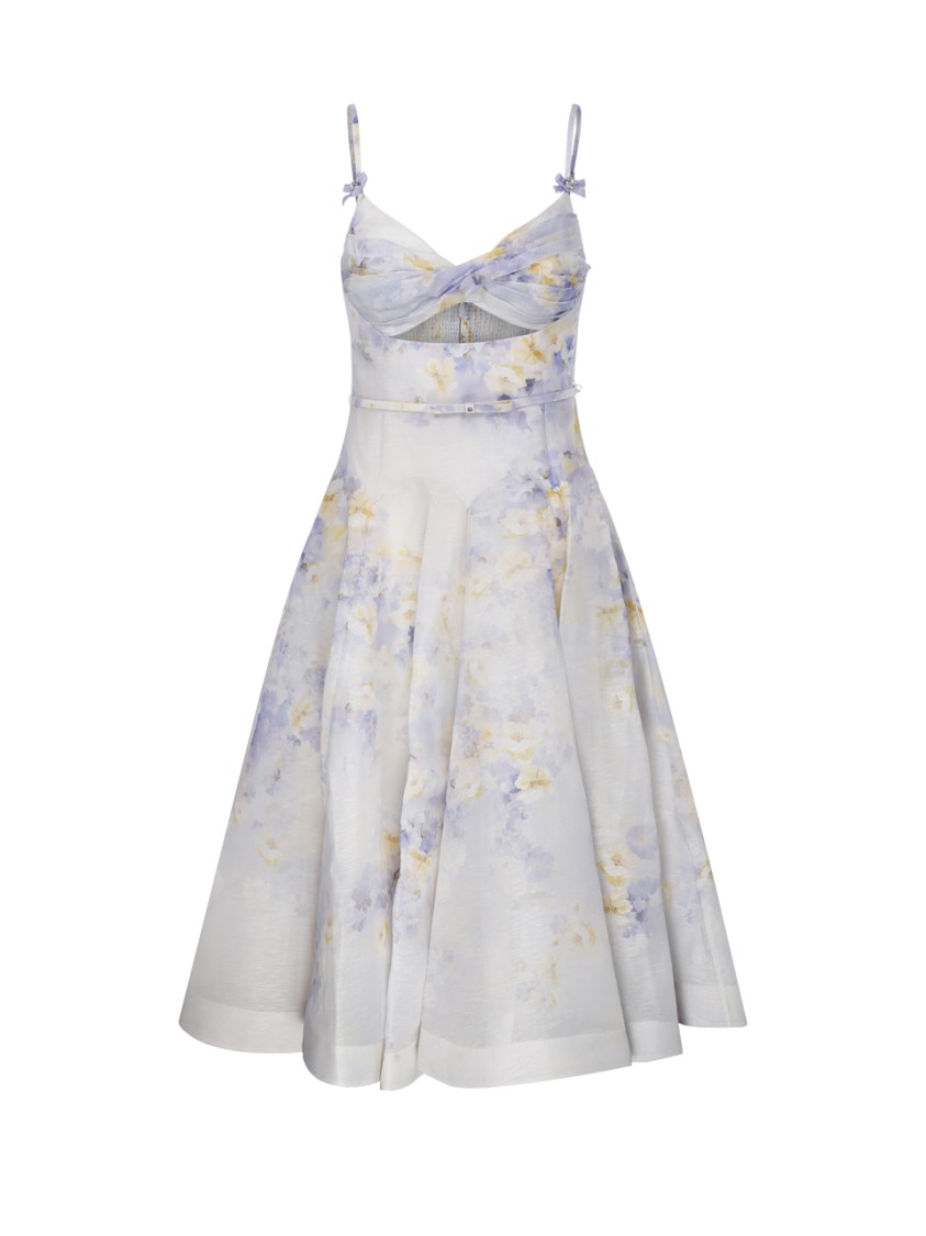 Shop Zimmermann Crush Twist Front Midi Dress In White