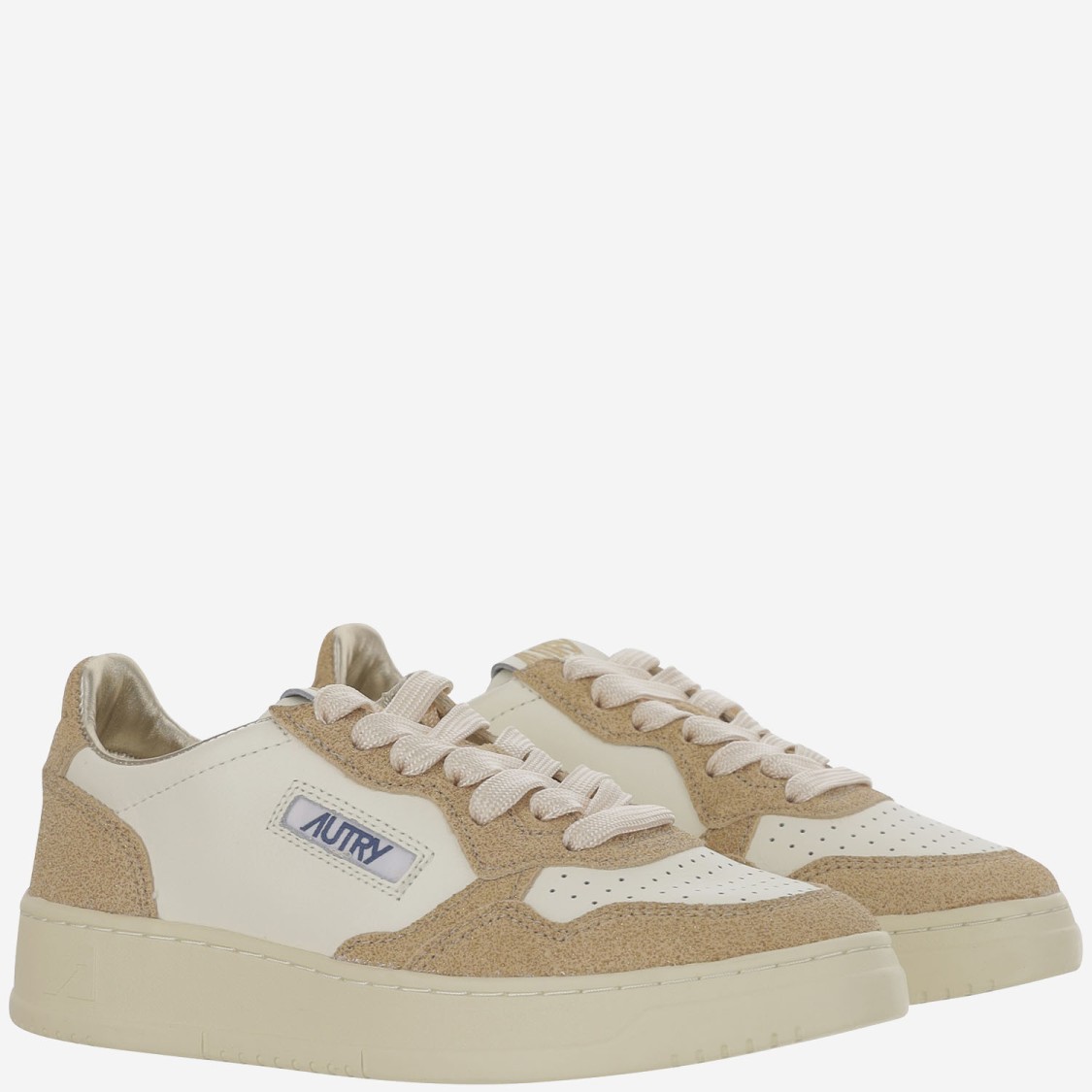 Autry Beige And Brown Leather Medalist Low Sneakers In Purple
