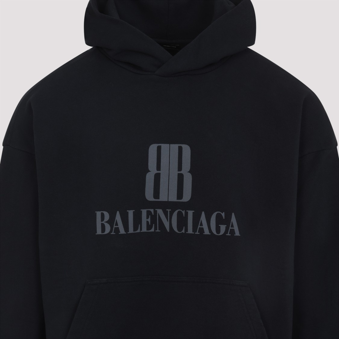 Balenciaga Black Hoodie With Fixed Hood And Logo Lettering On The Front In Cotton Man
