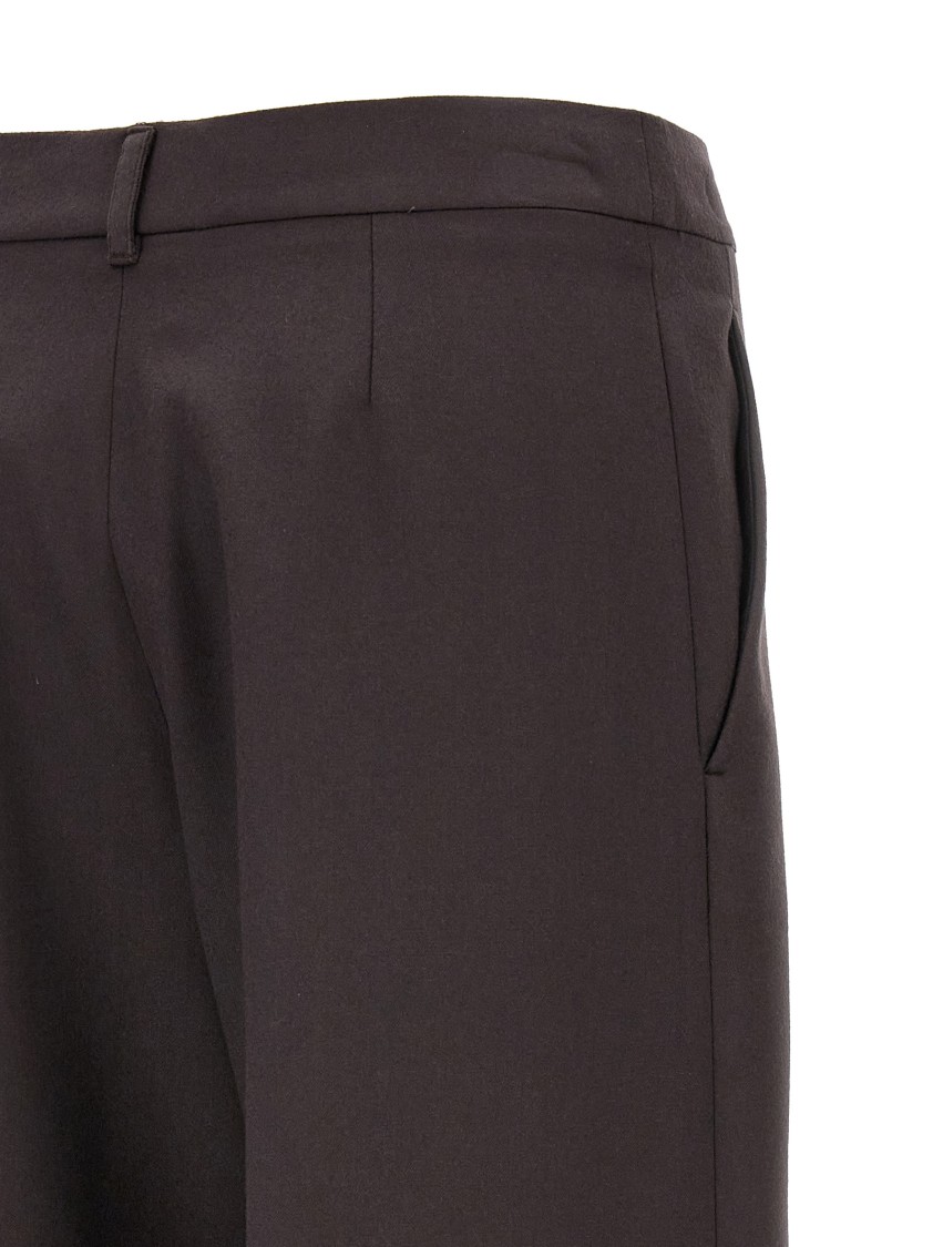 Stella Mccartney Wide Leg Flared Pants In Soft Wool Flannel In Brown