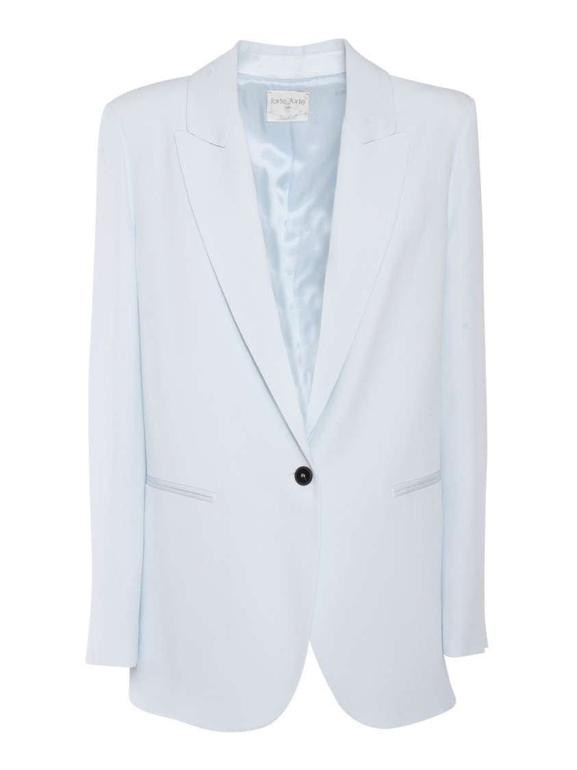 Forte Forte Regular-fit Satin Blazer With Notched Lapels In Blue
