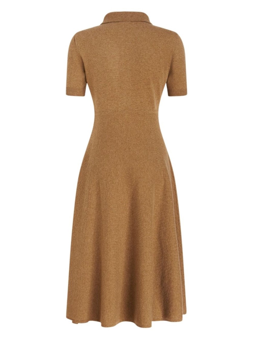 Etro Beige Midi Dress With Button-down Front In Brown