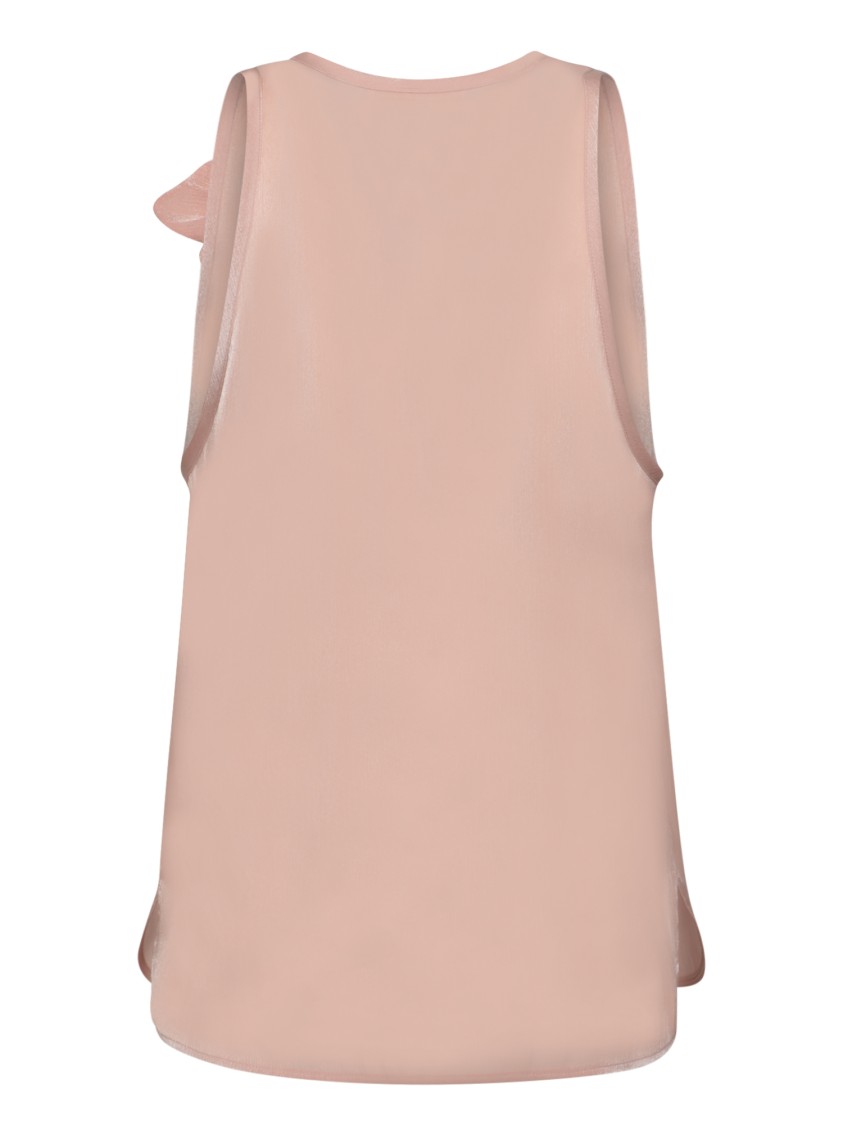 Shop Genny Satin Pink Top With Three-dimensional Flower Appliqué