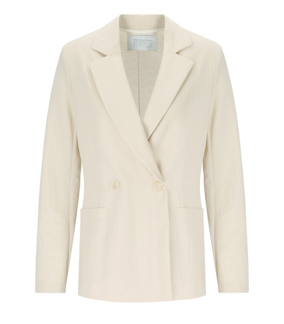 Harris Wharf London Ivory Double-breasted Blazer