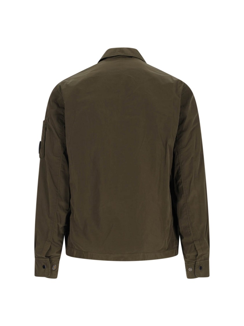 C.p. Company Logo Shirt Jacket - Green In Green