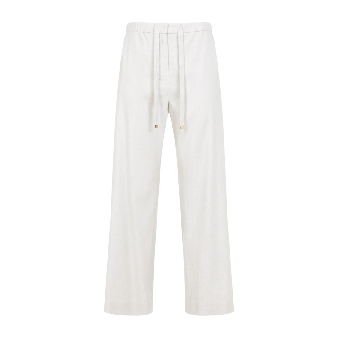 MAX MARA MAX MARA ELASTIC-WAIST ECRU LINEN PANTS WITH DRAWSTRING AND POCKETS