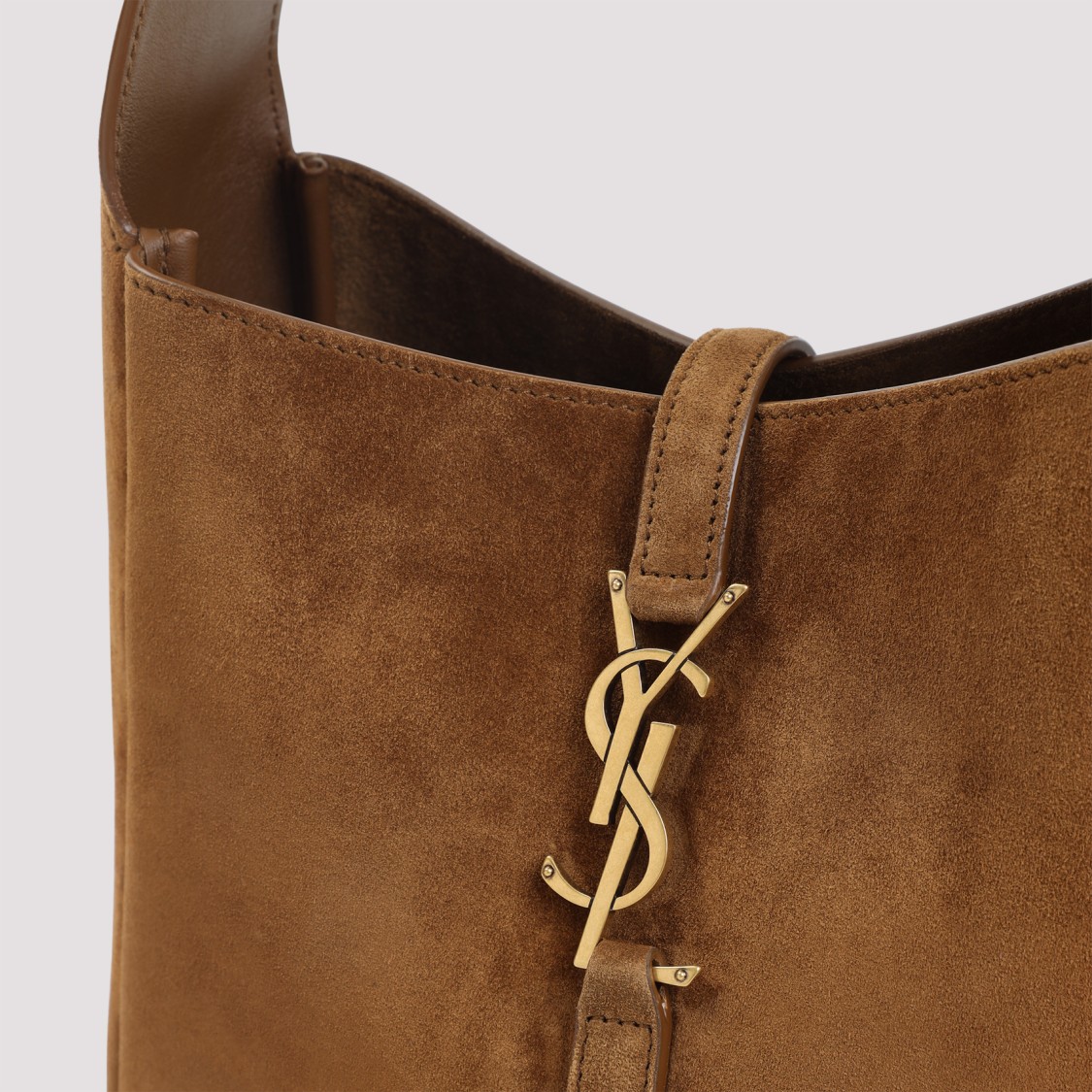Saint Laurent Le 5 À 7 Orange Caramel Suede Calf Leather Shoulder Bag In Brown