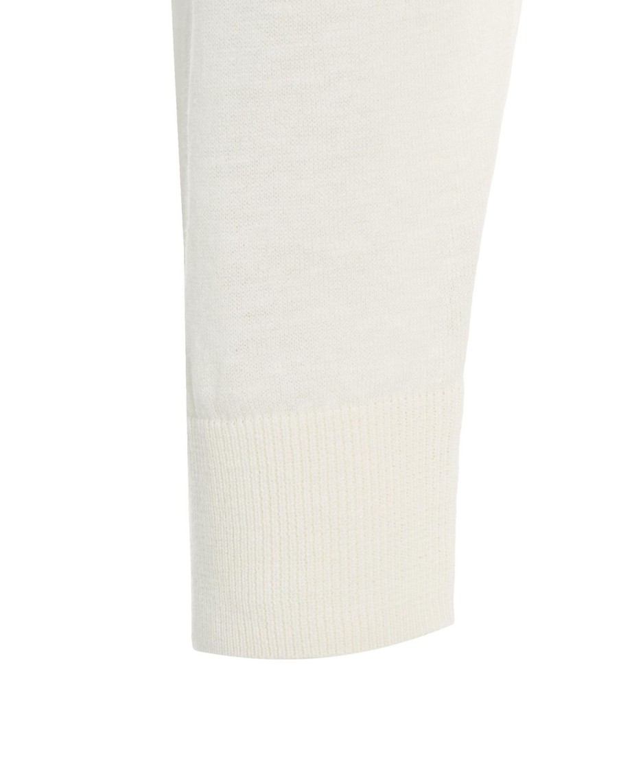 Paolo Pecora Oversized Knit White Sweater With Ribbed Collar In White