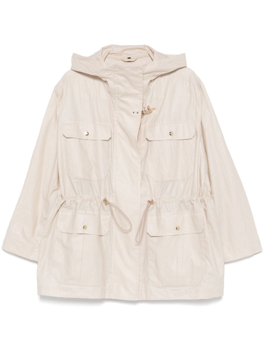 Fay Versatile White Parka With Customizable Silhouette In Neutral