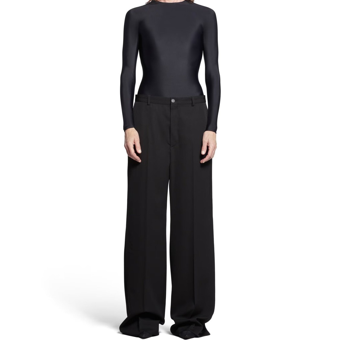 Balenciaga Wool Flared Pants Men In Black