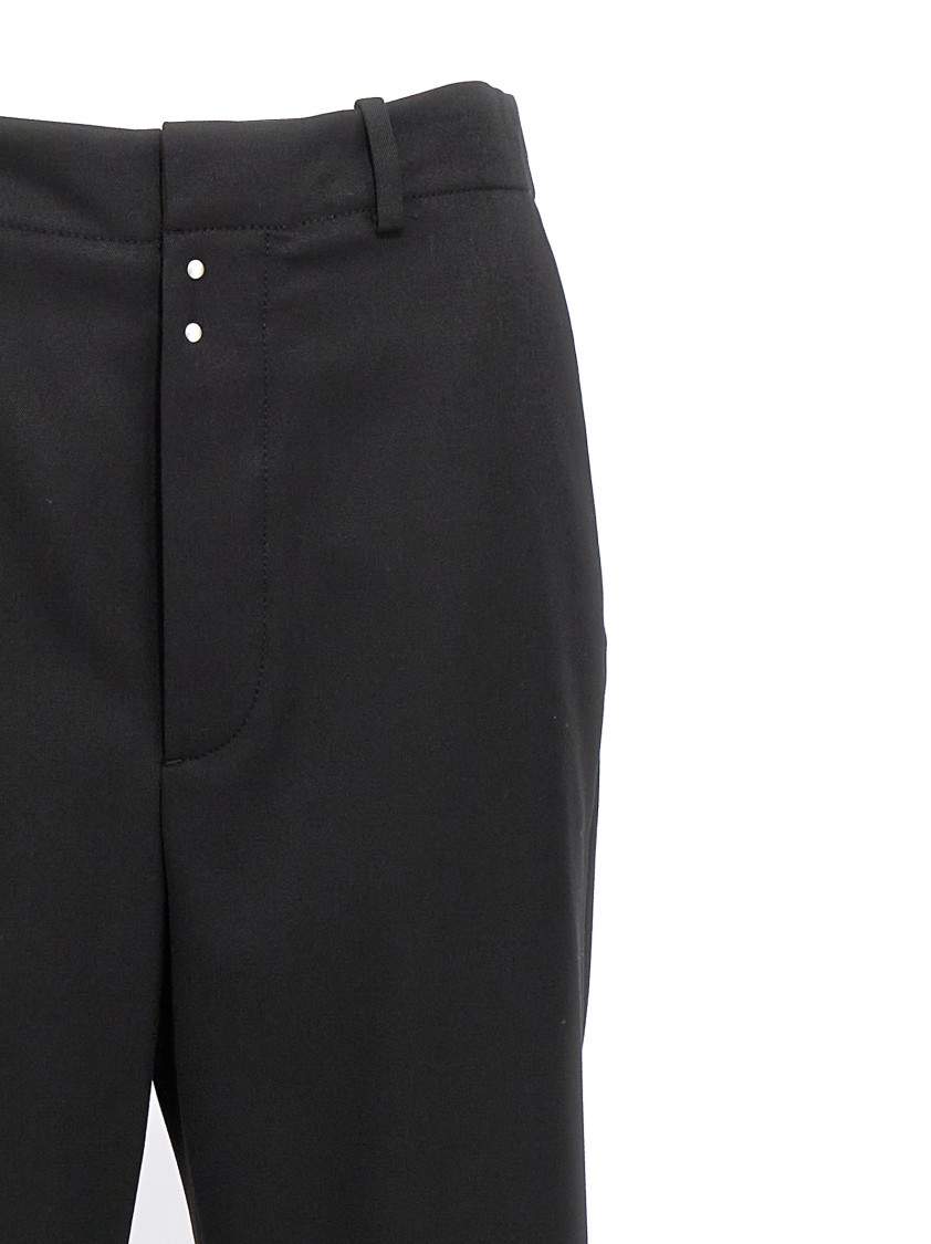 Mm6 Maison Margiela Mm6 By Maison Margiela Flared Black Wool Blend Pants With Contrast Stitching In Black