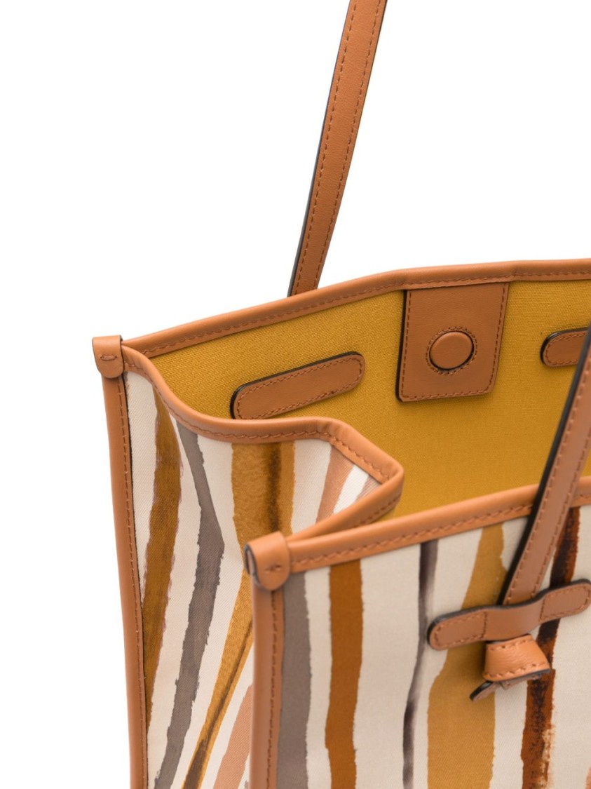 Gianni Chiarini Structured Tote Bag With Vertical Stripes In Multicolor