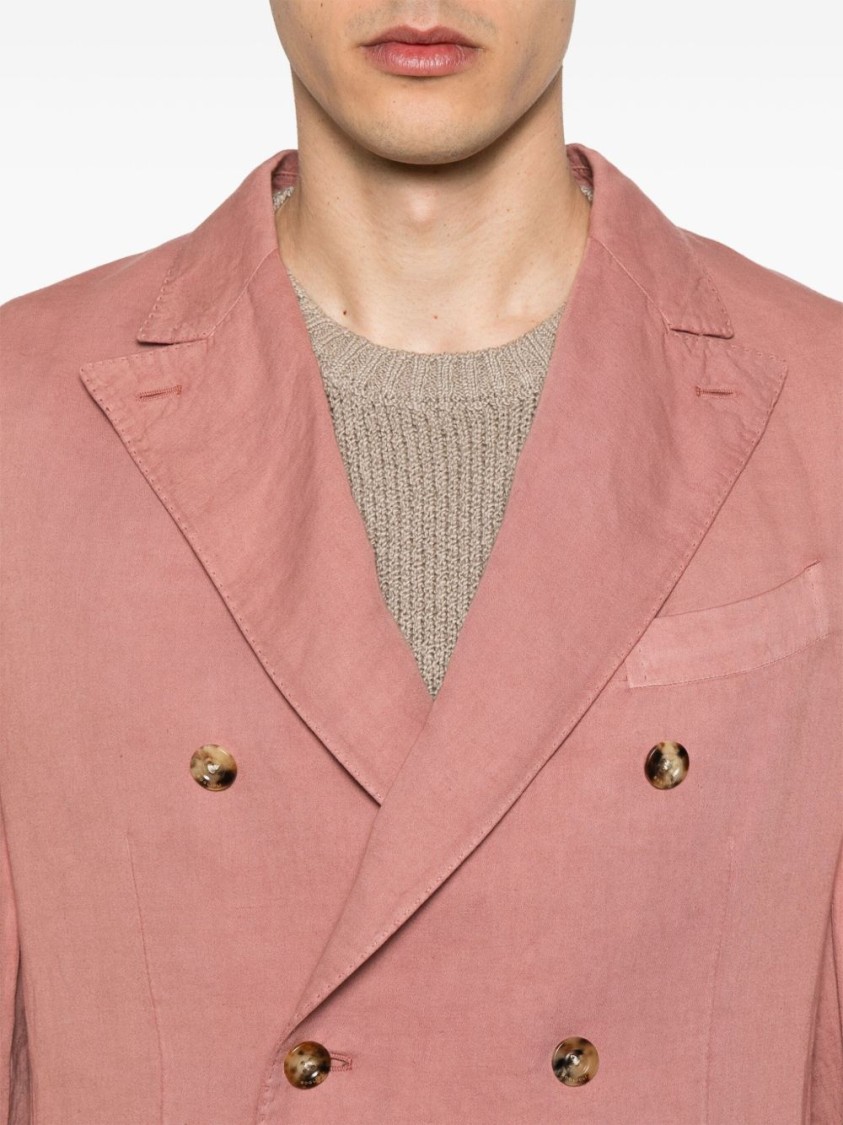 Boglioli Double-breasted Tailored Black Jacket With Fabric Blend In Pink
