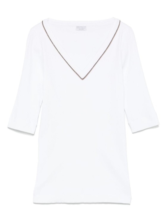 Brunello Cucinelli Classic White V-Neck Top T-Shirt | THE LIST