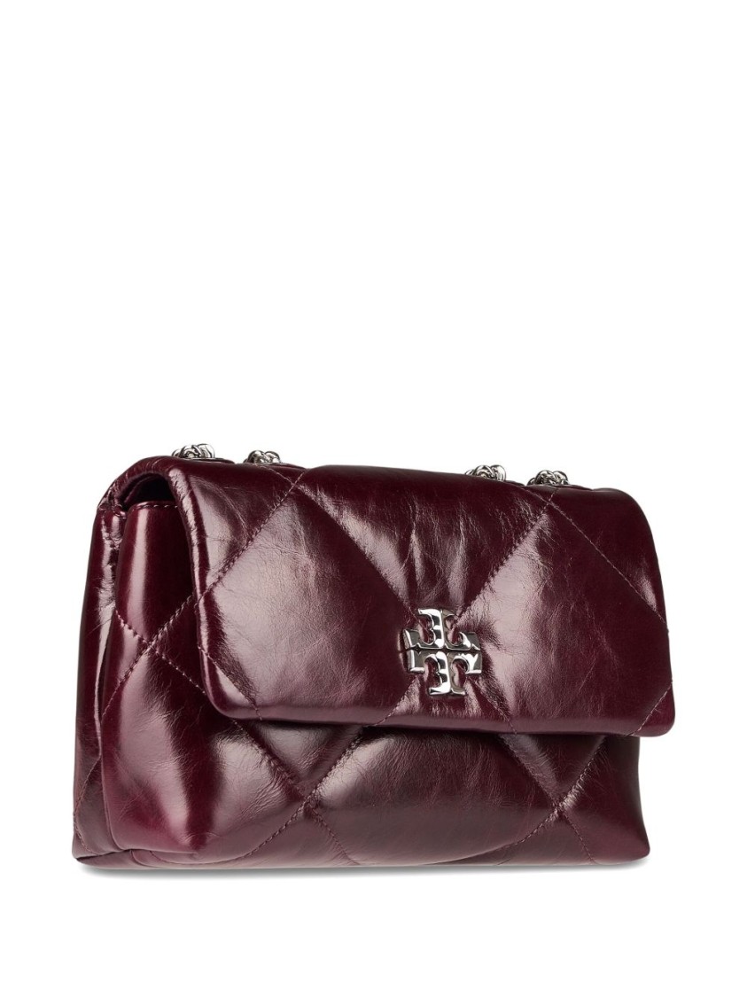 Tory Burch Quilted Burgundy Handbag With Chain Strap And Logo Accent In Burgundy