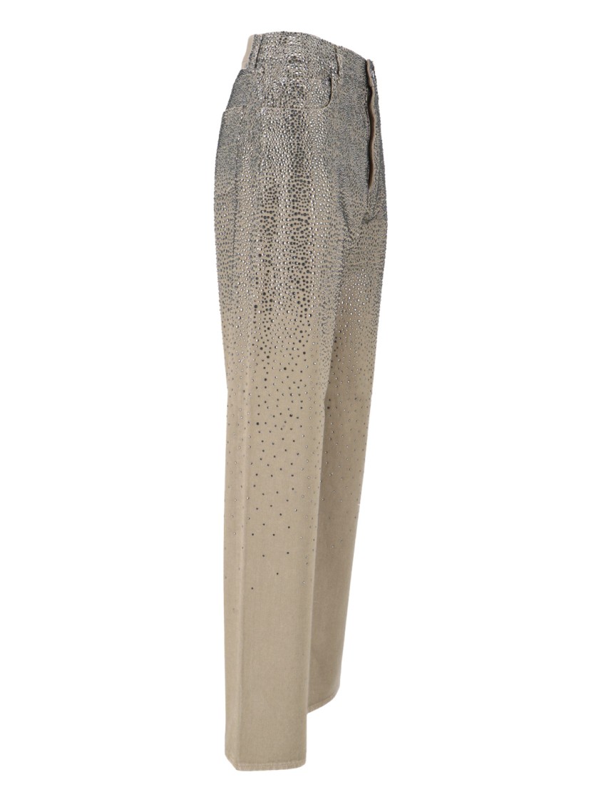 Golden Goose Straight Jeans With Rhinestones In Multi
